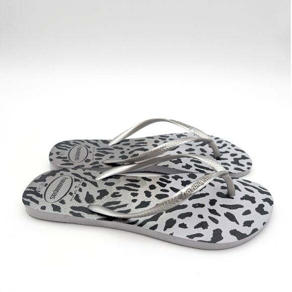 Havaianas Animal Print Slim Flip Flop Sandals Women's Gray Size US9/10 EU41/42 - Picture 4 of 9